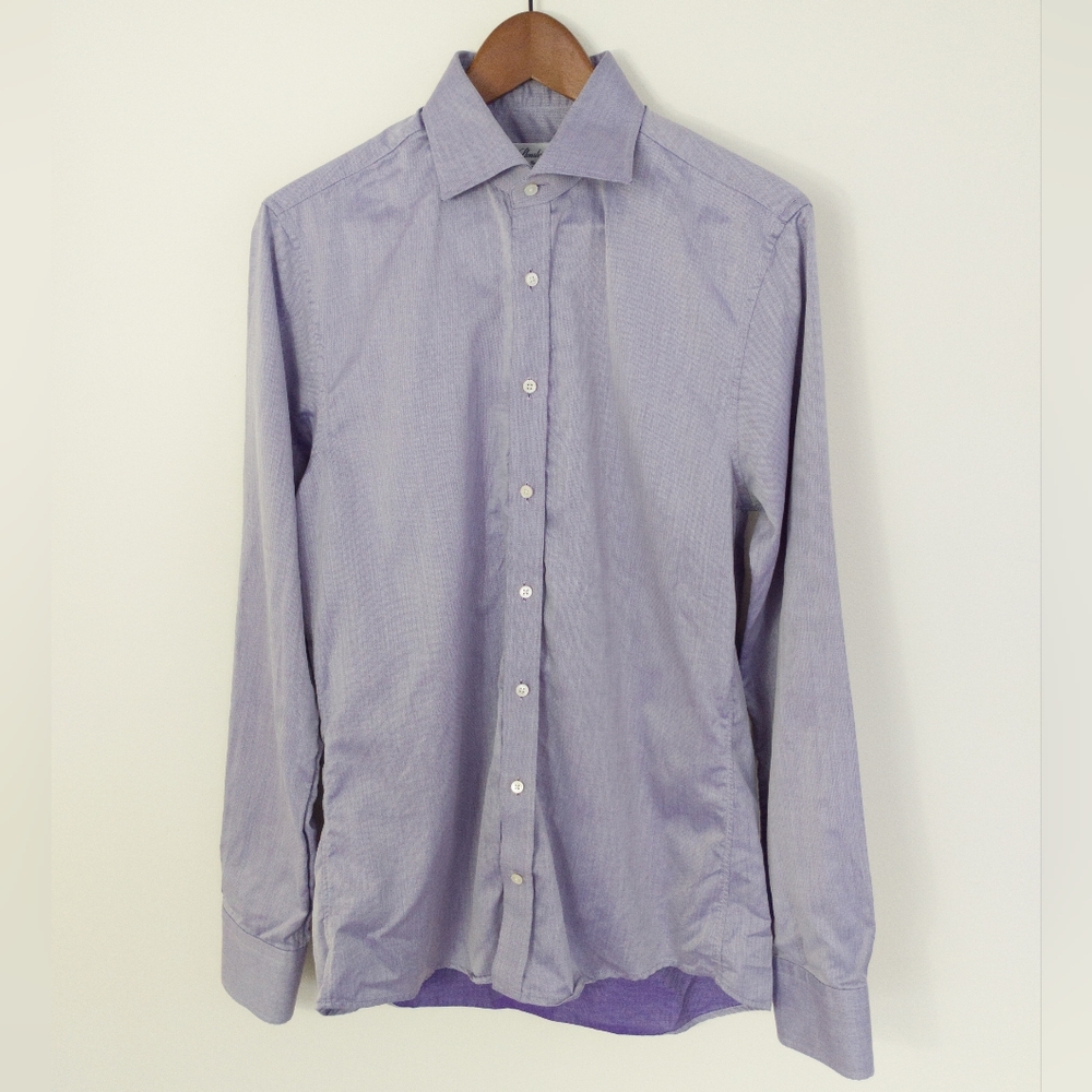 Stenstroms Slimline Dress Shirt Lavender Herringbone Cotton 15.75 40